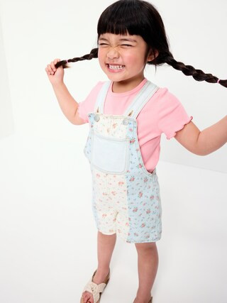 Printed Baggy Denim Shortalls for Toddler Girls | Old Navy (US)