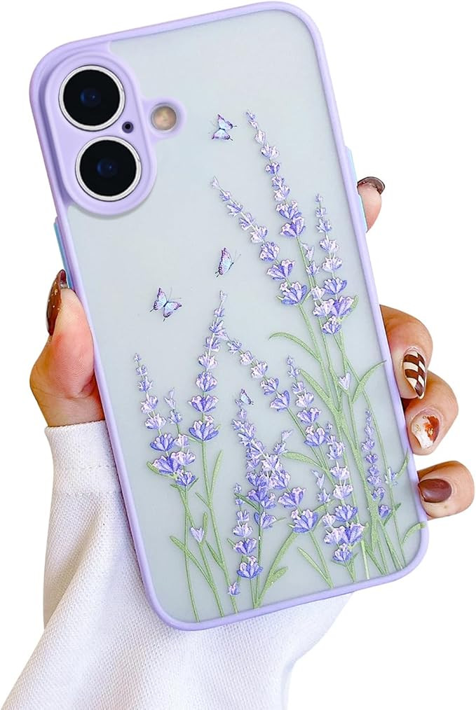for iPhone 16 Case for Clear Frosted PC Back 3D Floral Girls Woman and Soft TPU Bumper Protective... | Amazon (US)