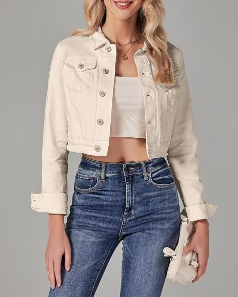 luvamia 2025 Cropped Jean Jackets for Women Fashion Short Denim Shacket Jacket Lightweight Fitted... | Amazon (US)