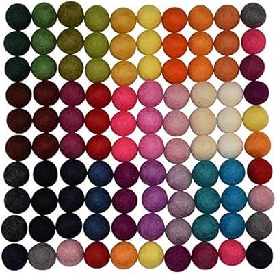 100% Wool Felt Balls - 100 Pieces | Hand-Felted Pom Poms | Pure Wool Beads | Felt Ball DIY (25mm,... | Amazon (US)