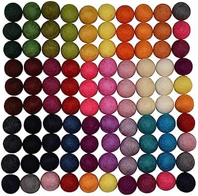 100% Wool Felt Balls - 100 Pieces | Hand-Felted Pom Poms | Pure Wool Beads | Felt Ball DIY (25mm,... | Amazon (US)