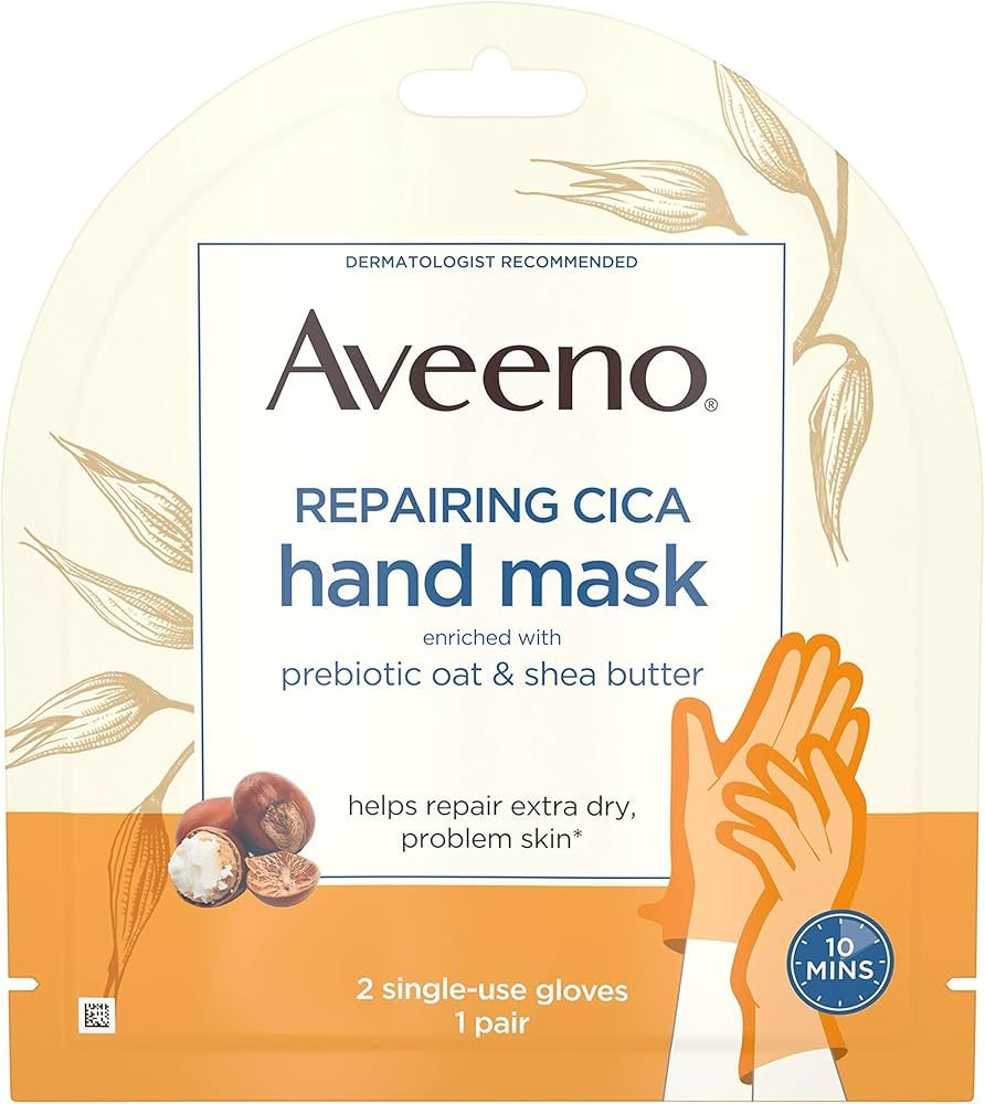 Aveeno Repairing CICA Hand Mask with Prebiotic Oat and Shea Butter for Moisturizing, Extra Dry Sk... | Amazon (US)