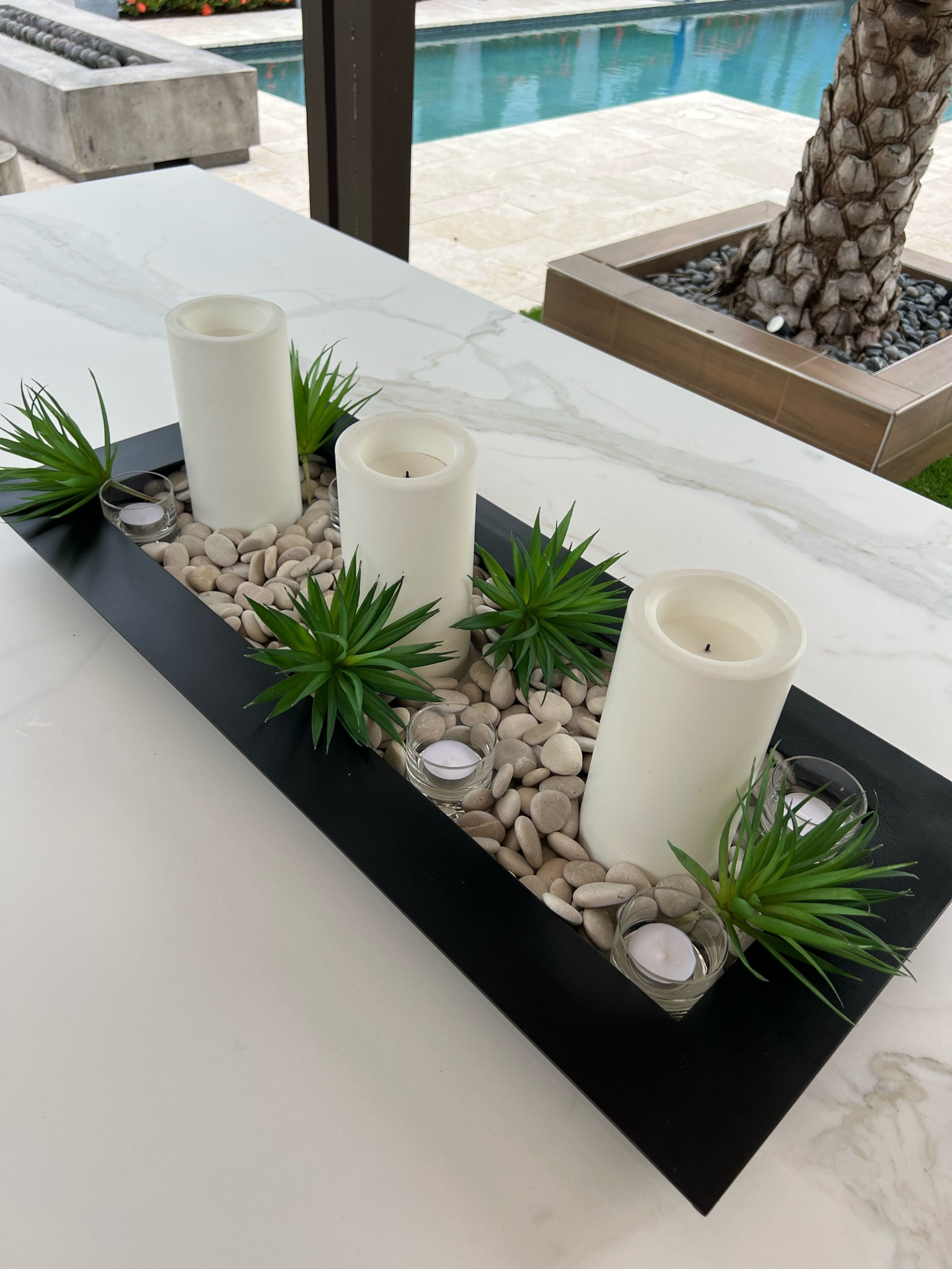 Outdoor center piece. Create a different scenery through out the season. 

Tray in picture is out of stock. This is a is a 32”  i’ve selected something similar 17” I recommend 2 for a larger table. 

#LTKhome #LTKFind