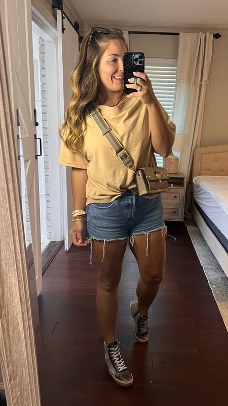 Casual ootd
Levi’s cutoff shorts from amazon - tts
Nuuds top - size small
Dolce vita sneaker - tts
Linking the exact bag I just swapped the gold chain for another strap I had on hand for a more causal look tonight!

#LTKshoecrush #LTKstyletip