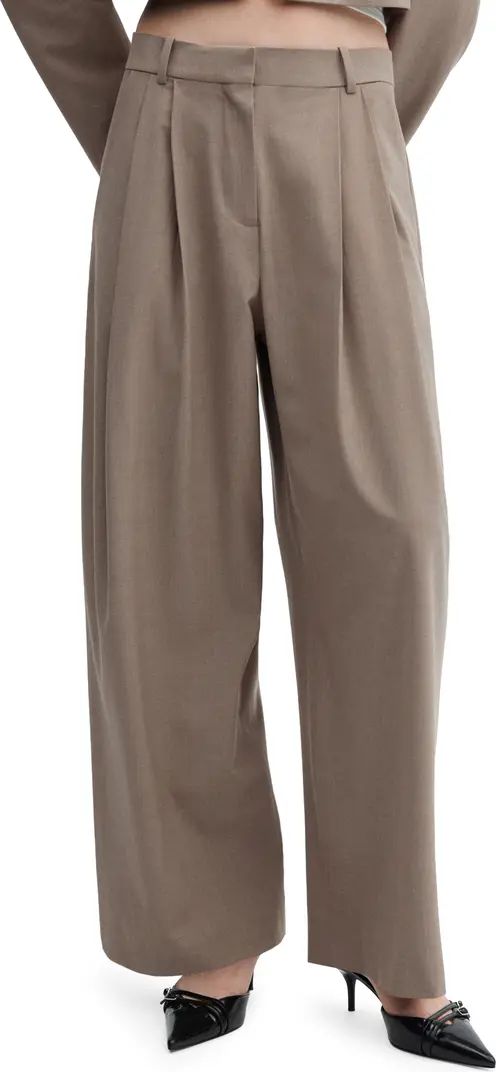 MANGO Roy Pleat Wide Leg Pants | Nordstrom | Taupe Dress Pants | Work Wear Style | Nordstrom