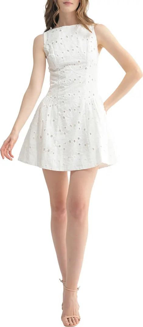 Embroidered Eyelet Sleeveless Cotton Fit & Flare Dress | Nordstrom