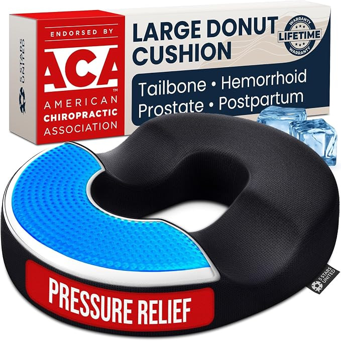 5 STARS UNITED Donut Pillow for Tailbone Pain & Hemorrhoids – Large Memory Foam Seat Cushion wi... | Amazon (US)