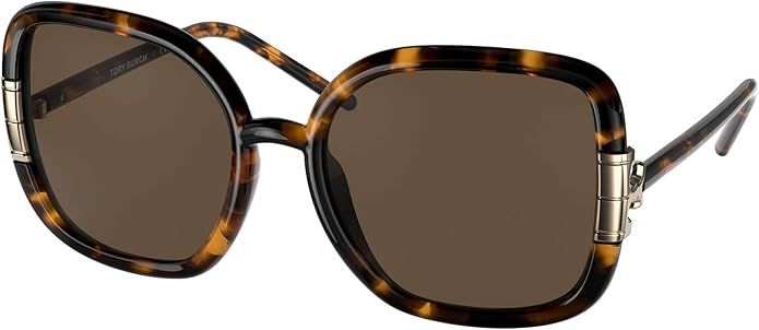 Tory Burch TY9063U Women's Sunglasses Dark Tortoise/Solid Brown 56 | Amazon (US)