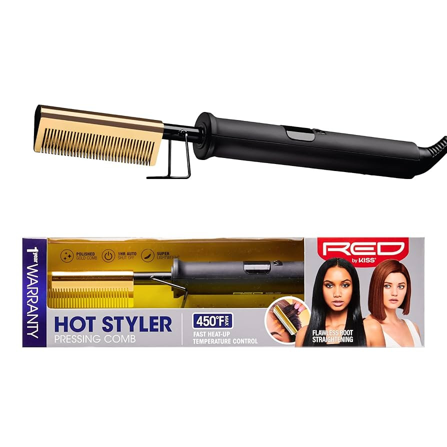Red by Kiss Hot Comb Hair Straightener 450 Degrees, Straight Teeth Electric Heating Comb, Pressin... | Amazon (US)
