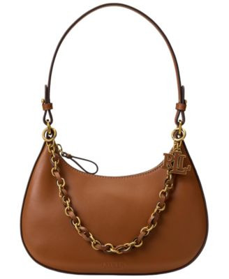 Lauren Ralph Lauren Small Leather Shoulder Handbag - Black | Macy's