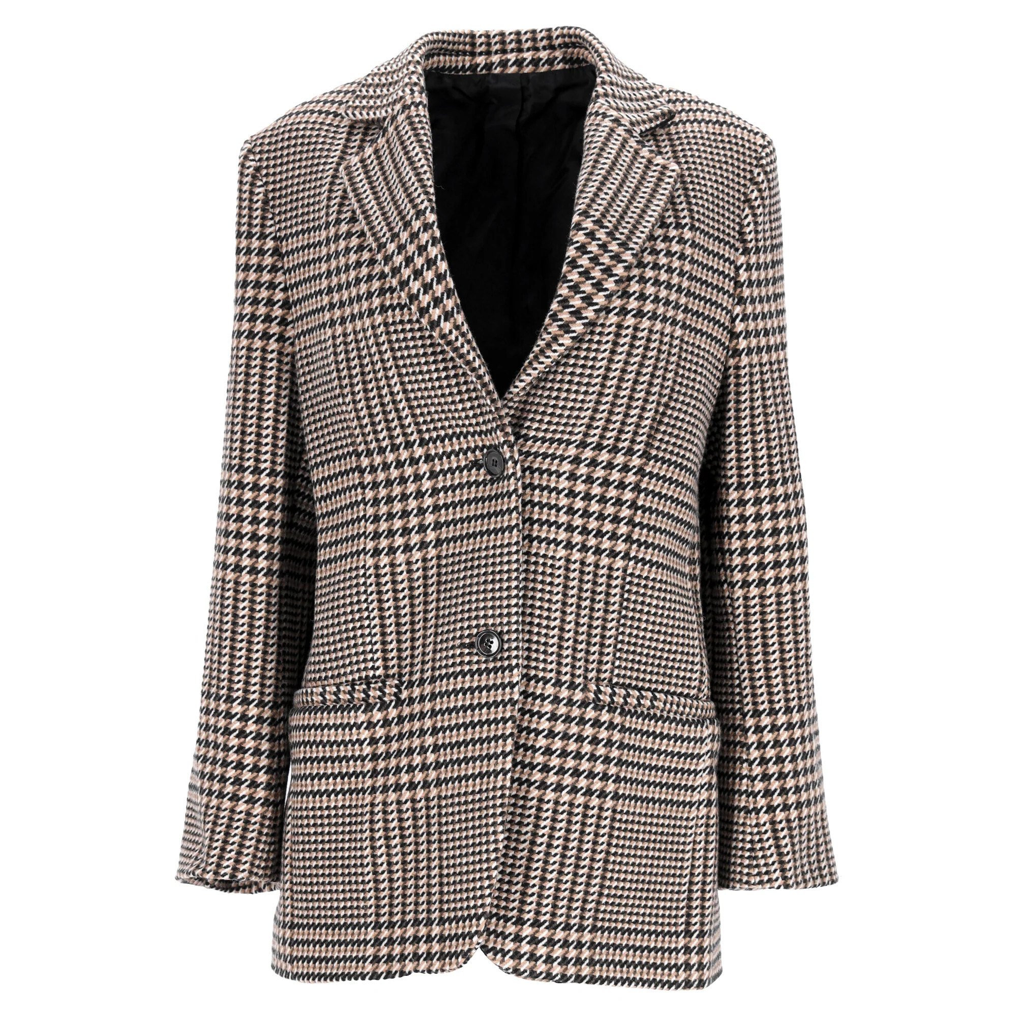 Totême Houndstooth Single-Breasted Blazer in Brown Wool | Shop Simon