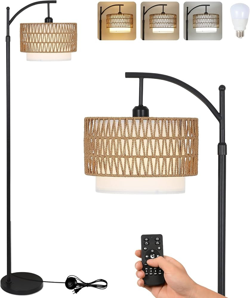 Arc Floor Lamp for Living Room with 3 Color Temperatures, Farmhouse Floor Lamps with Remote & Dim... | Amazon (US)
