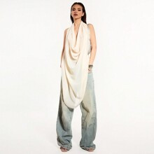 Going Out Tops Chiffon Extreme Cowl Neck Backless Top | SHEIN