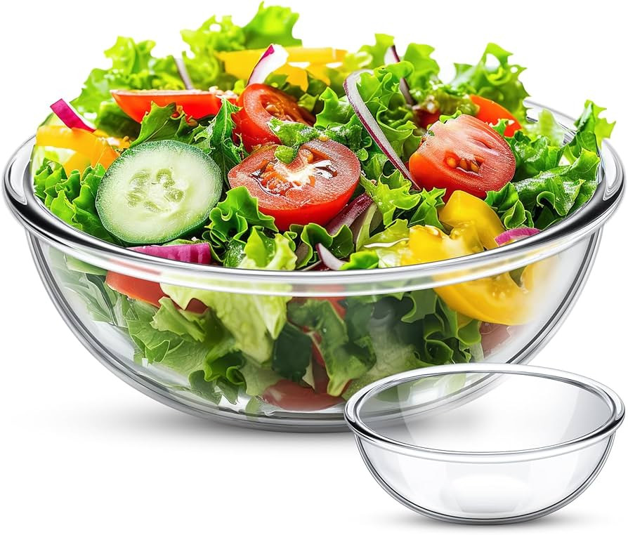 Domensi 6.5 Qt Extra Large Glass Mixing Bowls Clear Glass Salad Cooking Bowls for Kitchen Salad B... | Amazon (US)