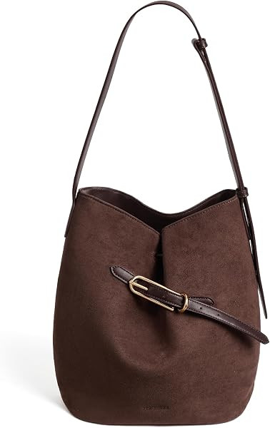 BOSTANTEN Suede Bucket Bag Soft Shoulder Purse Women Adjustable Strap | Amazon (US)