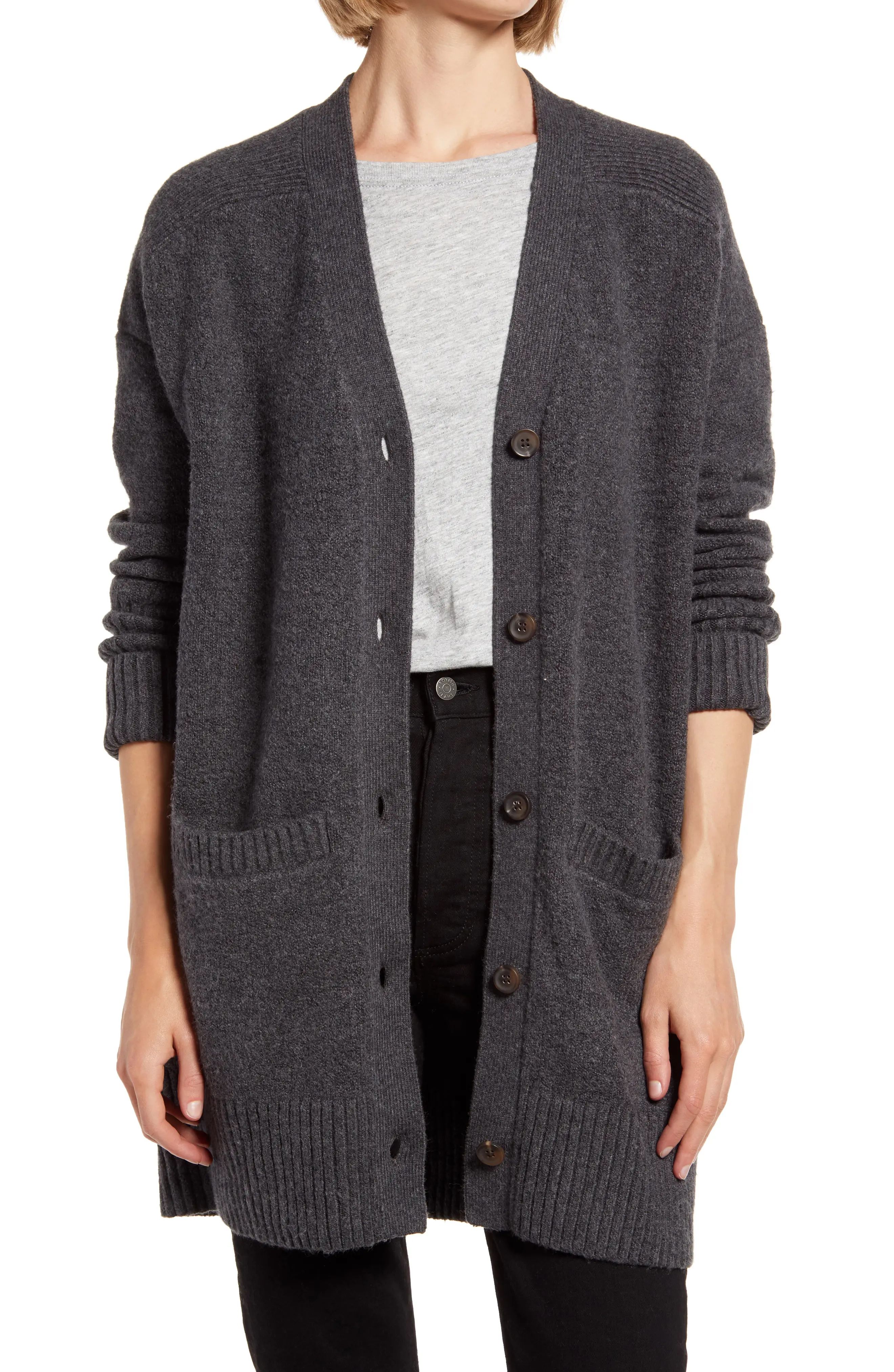 Women's Treasure & Bond Longline Cardigan, Size XX-Large - Grey | Nordstrom