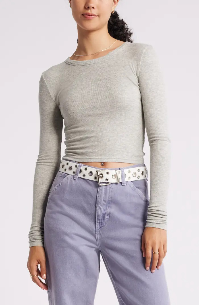 Rib Long Sleeve Crop Top | Nordstrom