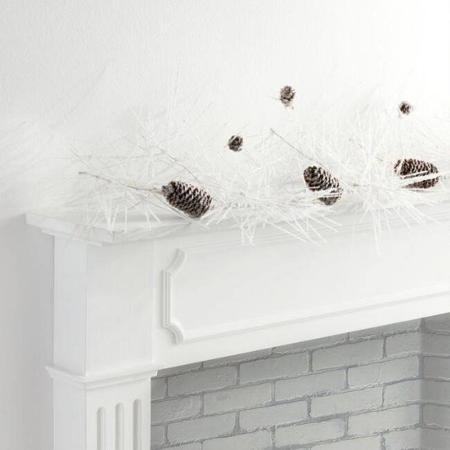 White Faux Pine and Icy Pinecone Garland | World Market