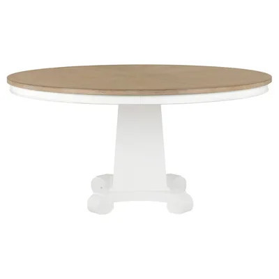 Harlow Updated Traditional Whitewash Wood Round Dining Table - 60 | Kathy Kuo Home