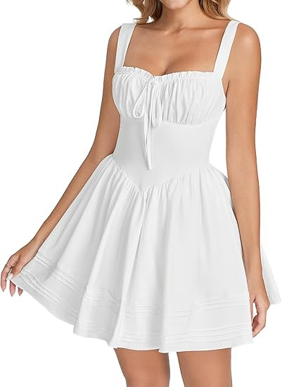 Floral Corset Mini Dress Graduation Summer Square Neck Flowy A Line Cute Party Short Sundress for... | Amazon (US)