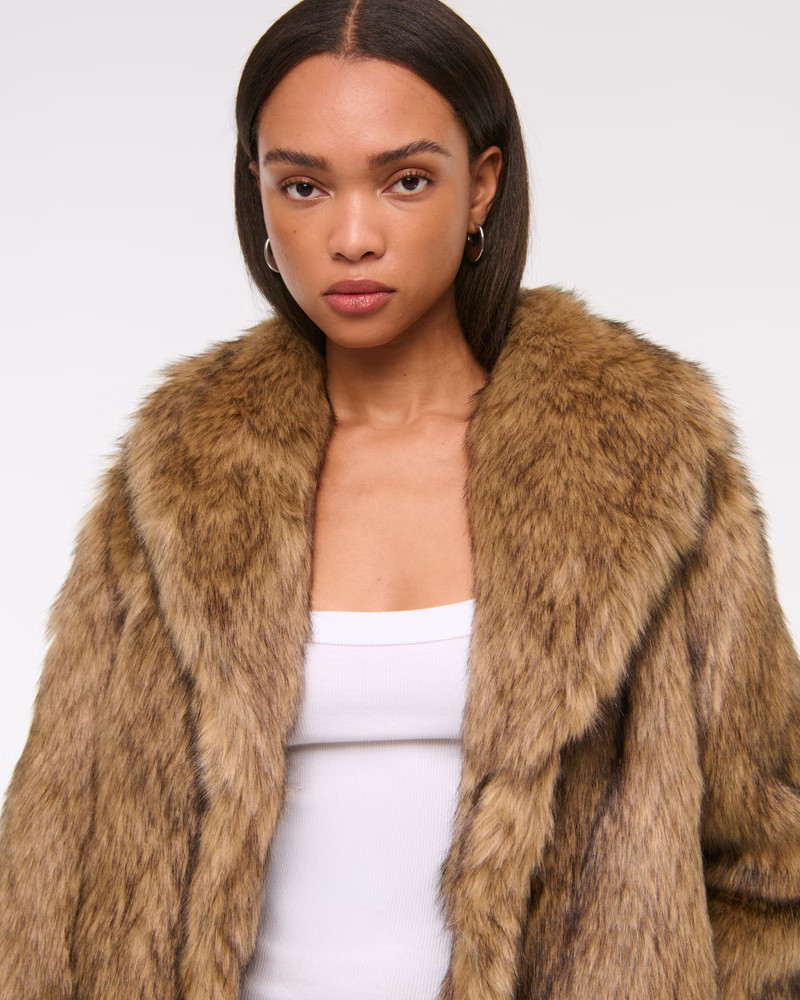 Shawl Collar Faux Fur Coat | Abercrombie & Fitch (US)