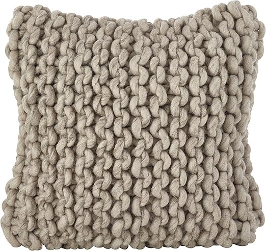 SARO LIFESTYLE Maglia Collection Chunky Cable Knit Design Throw Pillow Cover, 18", Fog | Amazon (US)