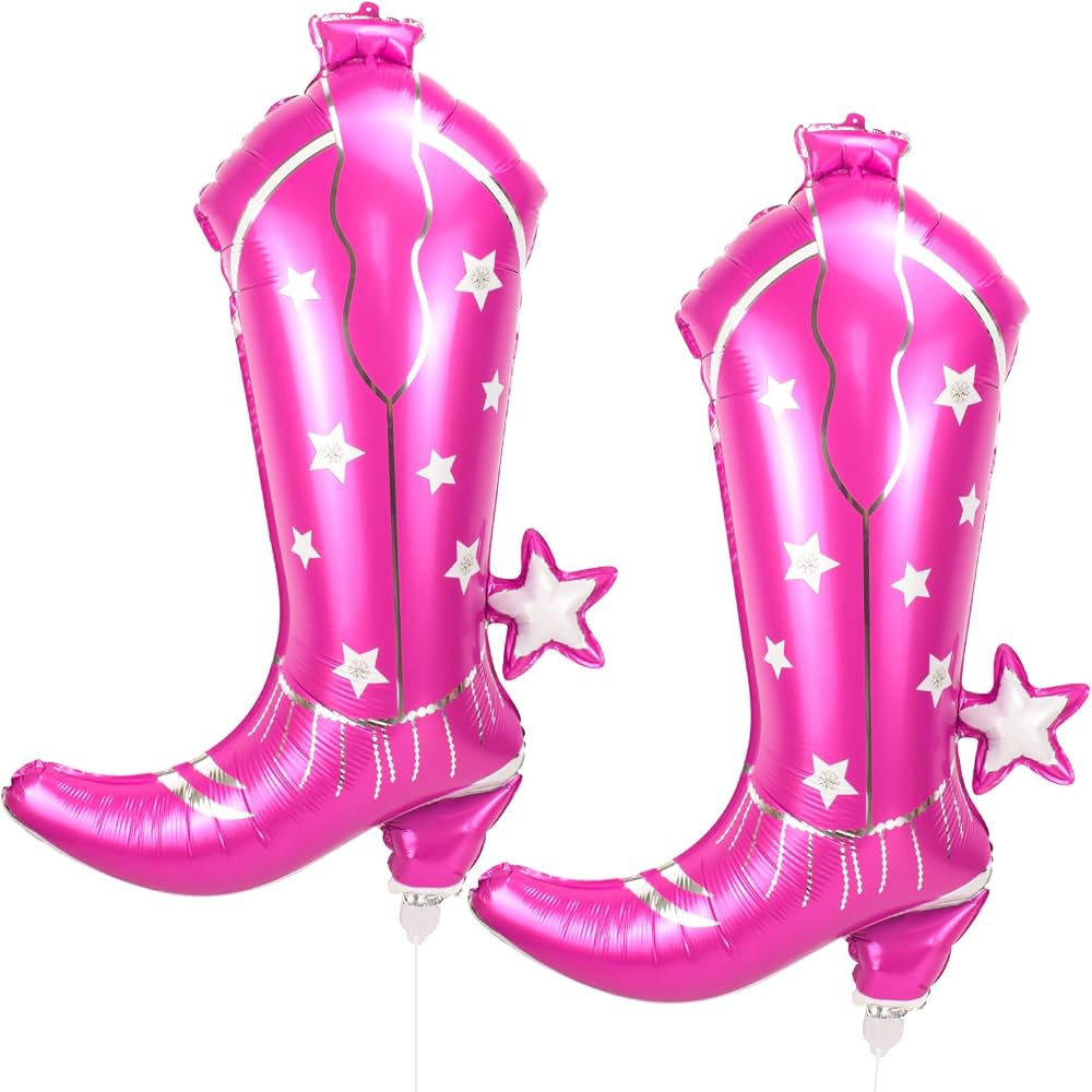 Cowgirl Boot Balloons 2 Pcs,Western Cowgirl Party Decorations,34Inches Pink Cowgirl Boots Foil Ba... | Amazon (US)