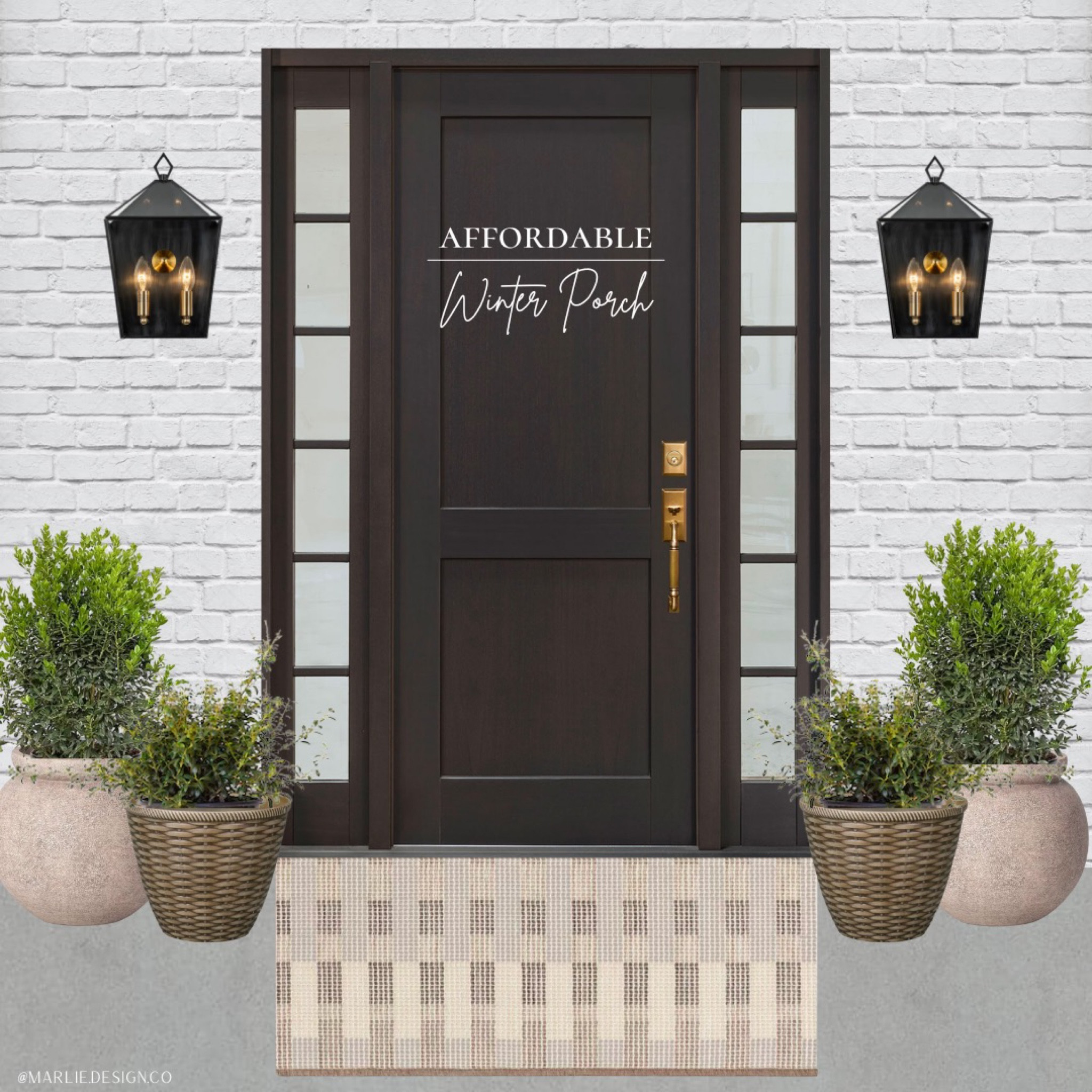 Affordable Winter Porch Decor | winter decor | outdoor decor | wicker planter | rattan planter | outdoor sconce | outdoor lighting | doormat | winter plants | studio McGee | Target | walmart | Home Depot | affordable decor 

#LTKhome #LTKunder100 #LTKunder50