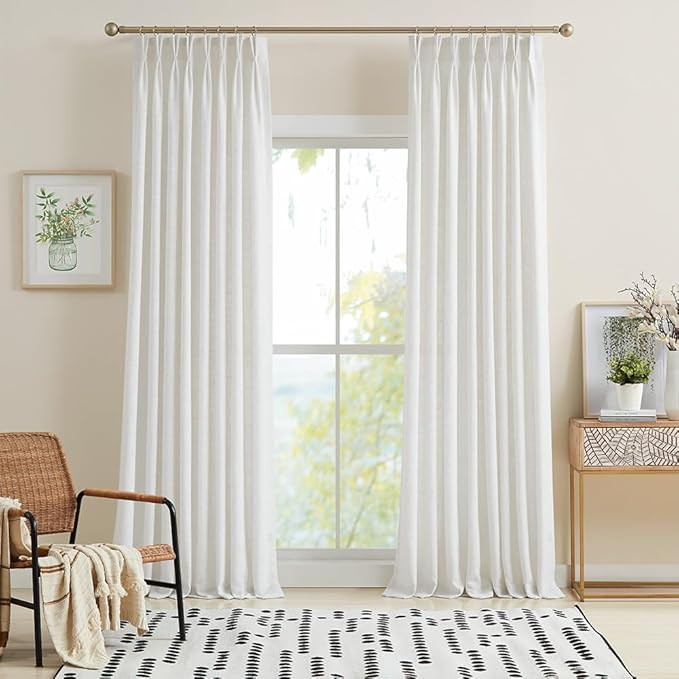 Lesley Linen Blend Curtains, Custom Made Pinch Pleat Header Drapes,1 Panel | Amazon (US)