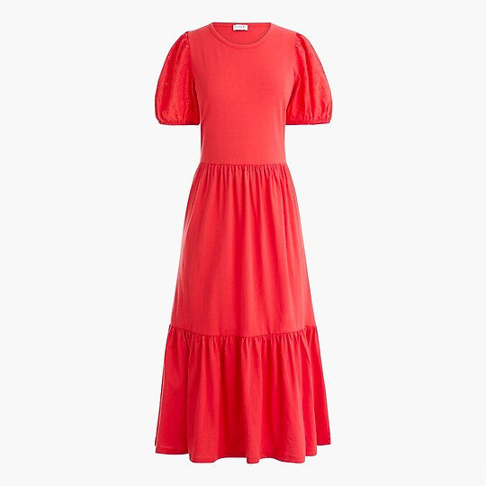 Eyelet-sleeve knit midi dress | J.Crew Factory