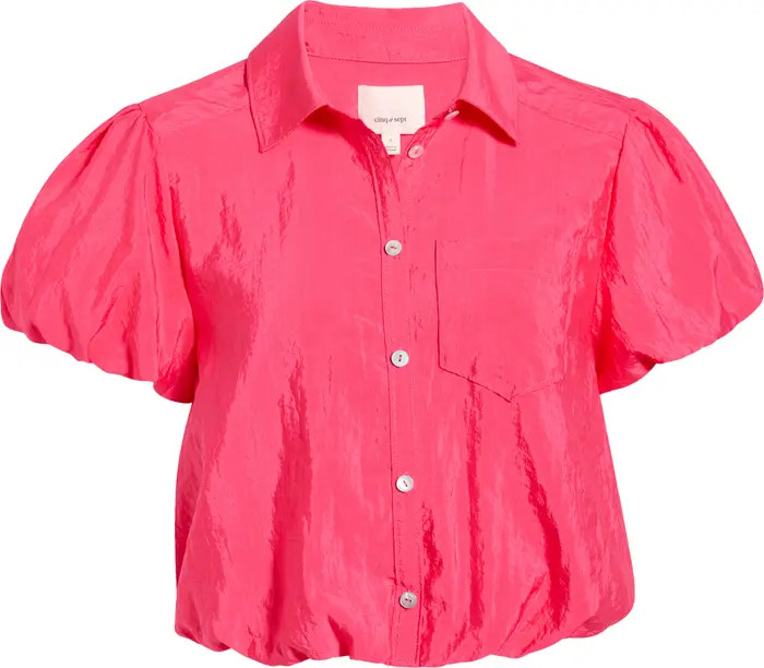 Allinae Button Up Crop Top | Nordstrom