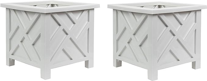 Trenton Gifts Chippendale Planters | Set of 2 | White | Amazon (US)