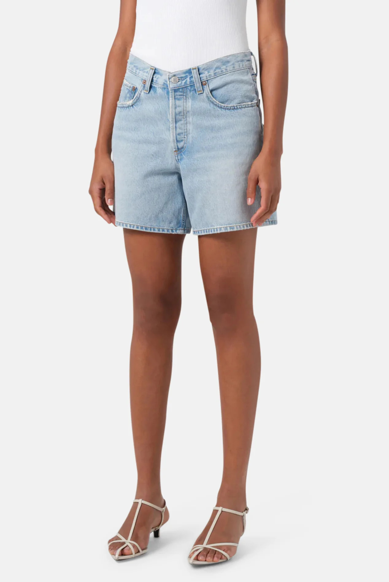 V-Waist Short In Backbeat | Blue & Cream