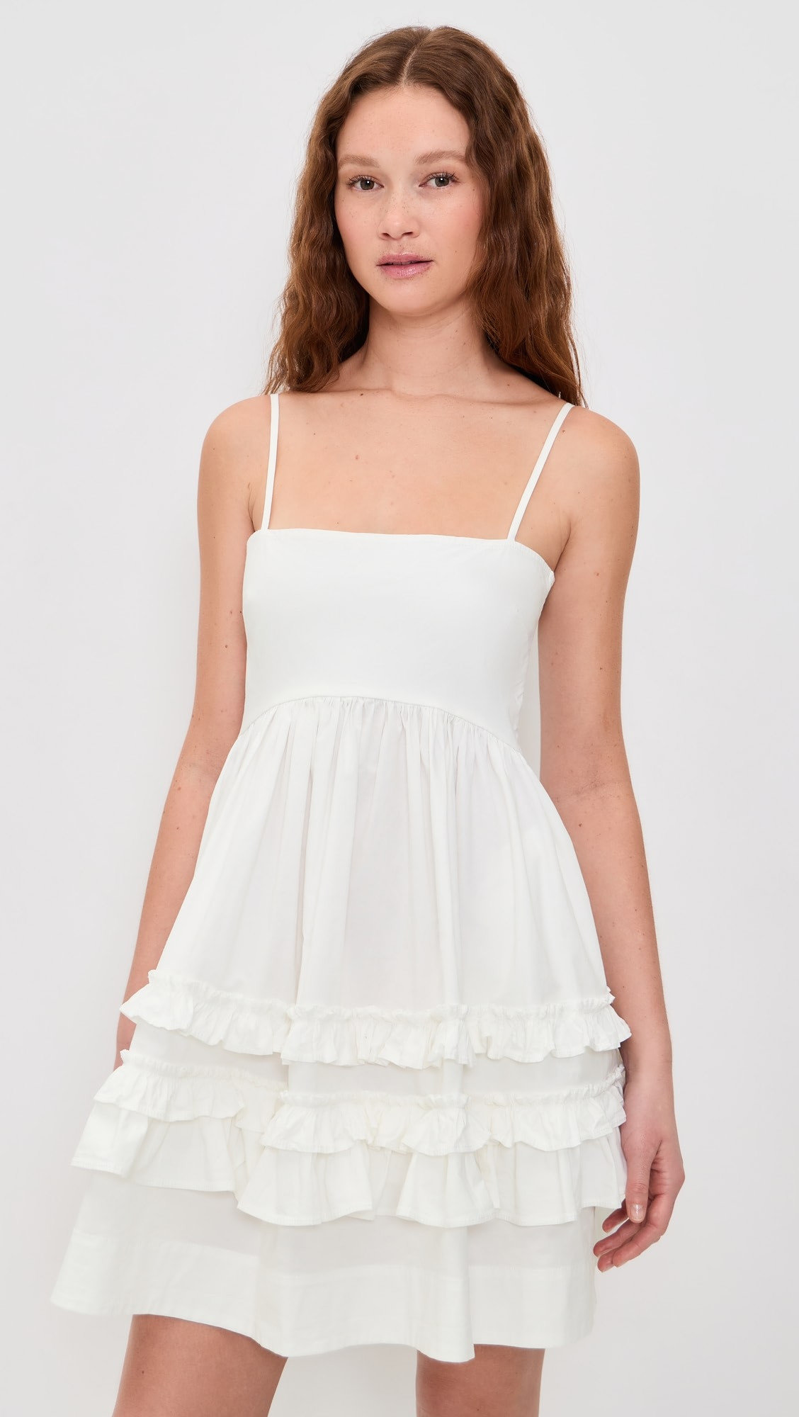 Stretch Cotton Mini Strap Dress with Frill | Shopbop