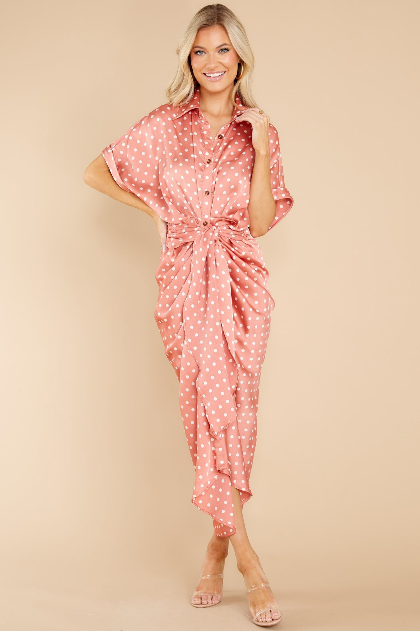 Brunch Date Rose Pink Polka Dot Maxi Dress | Red Dress 