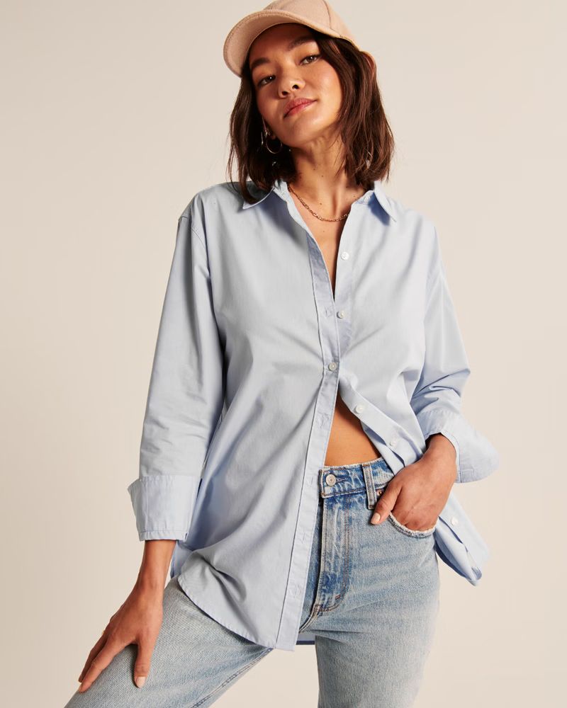 Women's 90s Oversized Button-Up Shirt | Women's Fall Outfitting | Abercrombie.com | Abercrombie & Fitch (US)