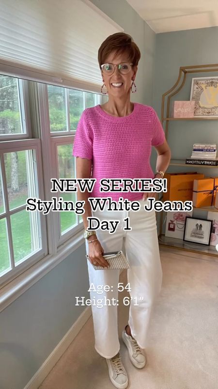 New Series! Styling white jeans 5 ways!
Look number 1. Add a bright textured open knit sweater and oversized fun earrings.

👉 Outfit Breakdown:
* White Jeans: The ultimate staple for a clean, crisp look. These jeans are versatile, perfect for any season, and a must-have for your wardrobe.
* Bright Pink Open Knit Short Sleeve Sweater: Adds a pop of color and texture, making the outfit vibrant and eye-catching. The open knit design keeps it breathable and stylish.
* Sneakers: Comfortable yet chic, these sneakers tie the whole look together, making it ideal for those on-the-go days.
* White Woven Leather Wristlet: A classy accessory that’s both practical and stylish, perfect for carrying your essentials in style.

Hi I’m Suzanne from A Tall Drink of Style - I am 6’1”. I have a 36” inseam. I wear a medium in most tops, an 8 or a 10 in most bottoms, an 8 in most dresses, and a size 9 shoe. 

Over 50 fashion, tall fashion, workwear, everyday, timeless, Classic Outfits

fashion for women over 50, tall fashion, smart casual, work outfit, workwear, timeless classic outfits, timeless classic style, classic fashion, jeans, date night outfit, dress, spring outfit, jumpsuit, wedding guest dress, white dress, sandals

spring dress, spring outfit, spring fashion, spring outfit ideas, spring outfits, cute spring outfits, spring outfit, spring fashion, wedding guest dress, jeans, white dress, sandals


#LTKFindsUnder100 #LTKOver40 #LTKStyleTip