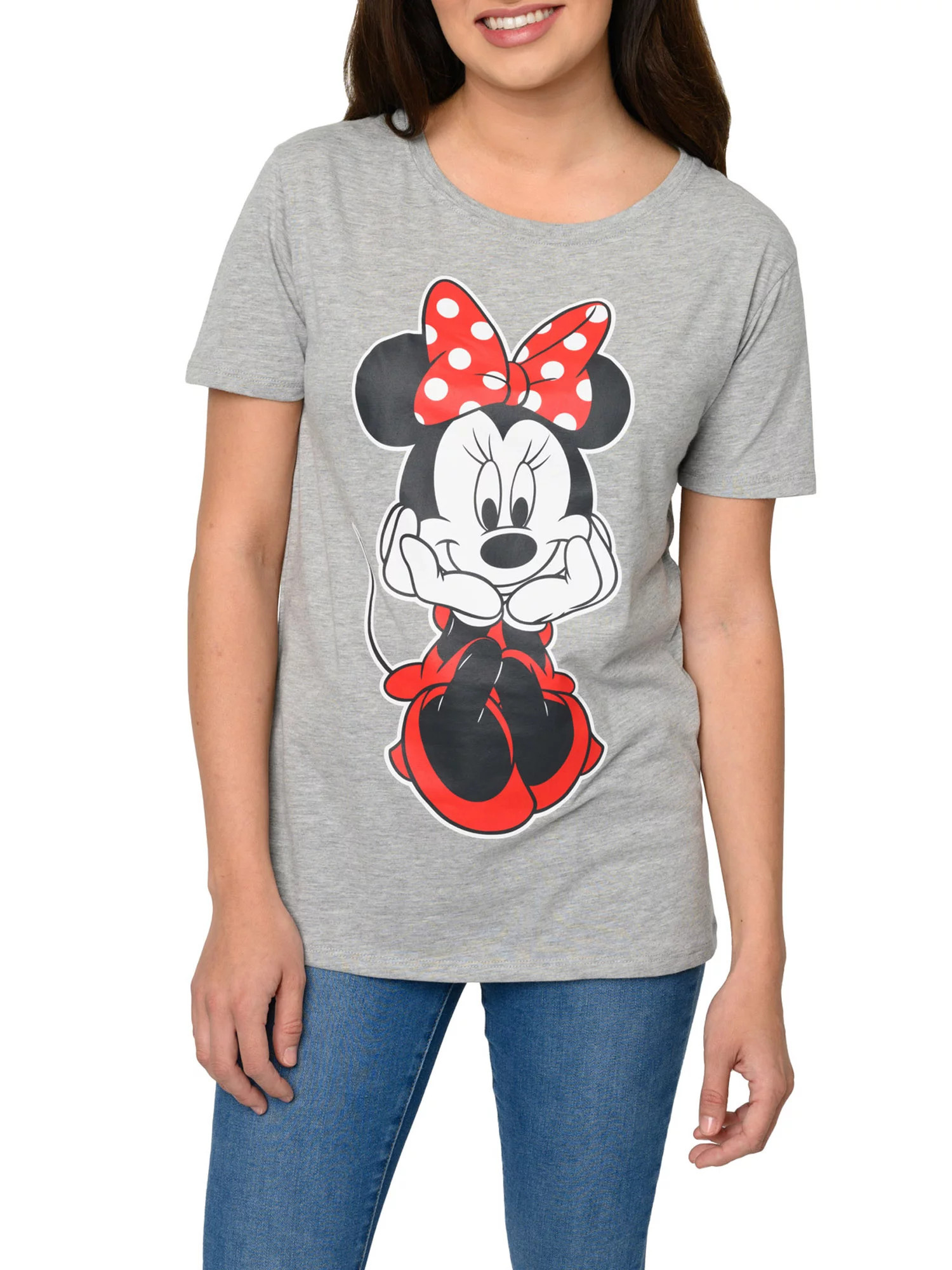 Minnie Mouse Sitting Short Sleeve T-Shirt Light Gray Women's Disney | Walmart (US)