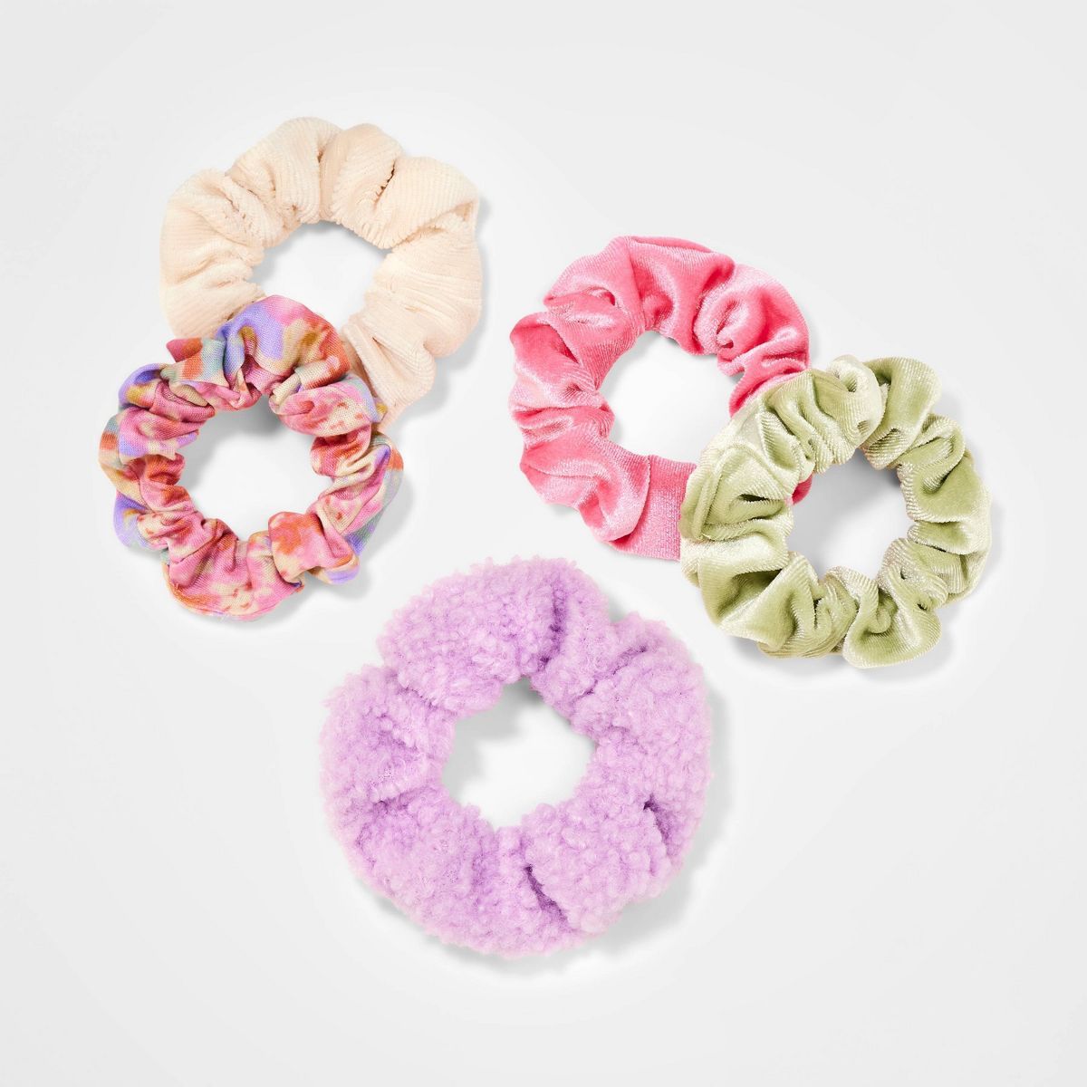 Girls' 5pk Solid and Tie-Dye Printed Bow Hair Elastics - Cat & Jack™ | Target