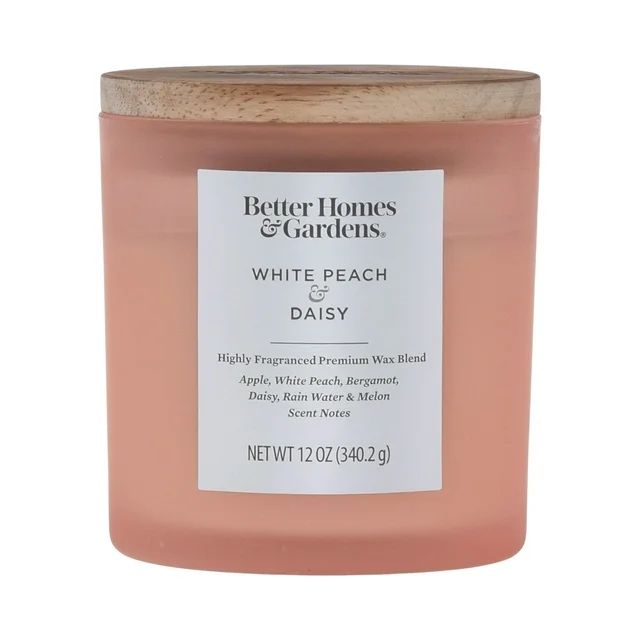 Better Homes & Gardens 12oz White Peach & Daisy Scented 2-Wick Frosted Jar Candle | Walmart (US)