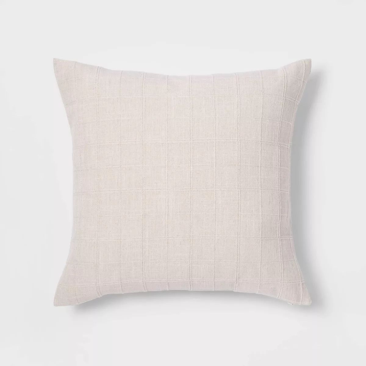 Oversized Woven Washed Windowpane Square Throw Pillow Cream - Threshold™ | Target