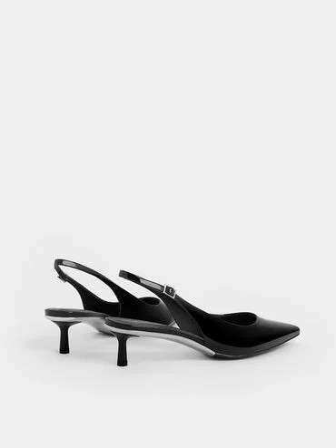 Patent Pointed-Toe Slingback Pumps
 - Black Patent | Charles & Keith UK