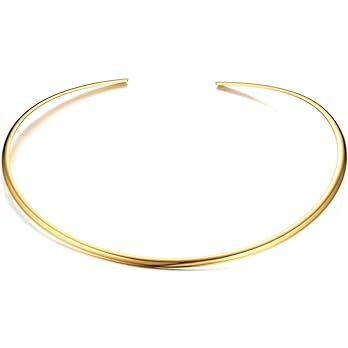 XinNuoShangMao Fashion Must-have Stainless Steel Gold Plated Metal Plain Cuff Chocker Collar Neck... | Amazon (US)