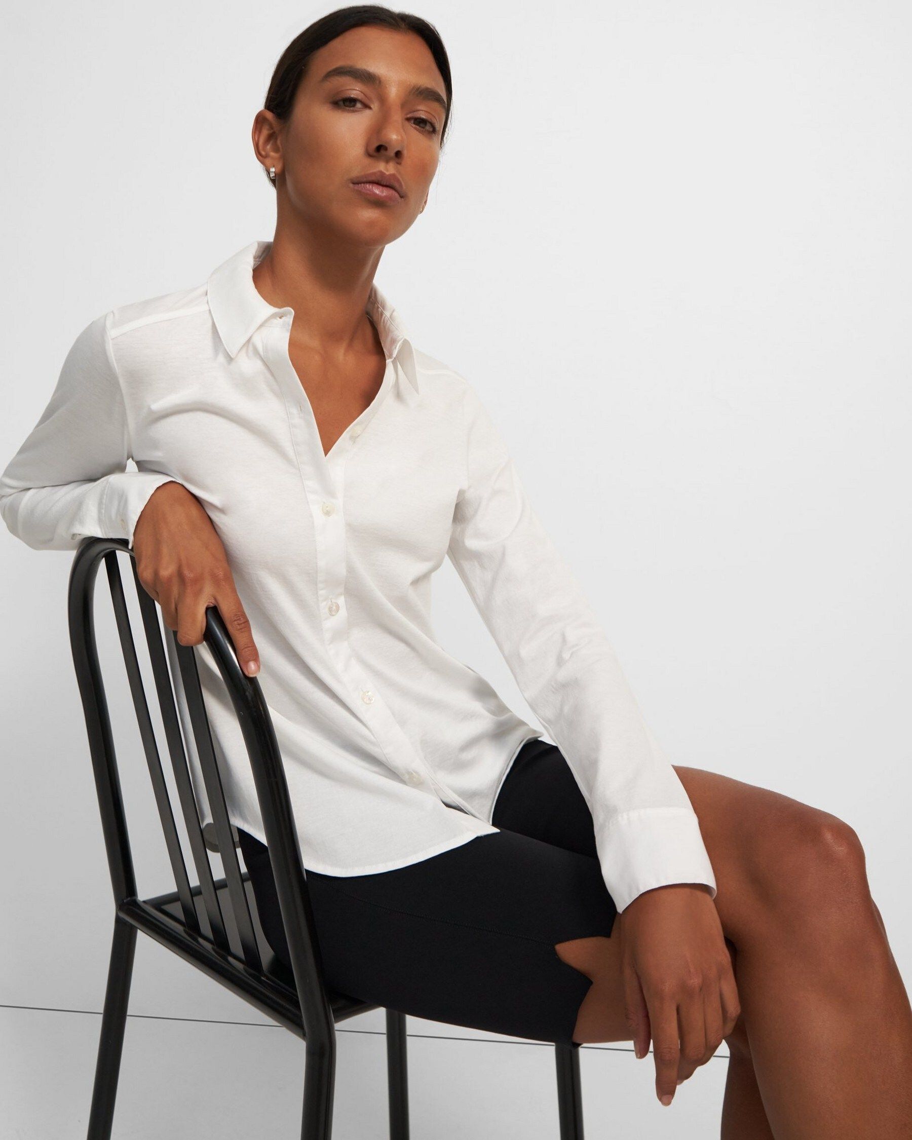 Button-Up Shirt in Organic Cotton Knit | Theory