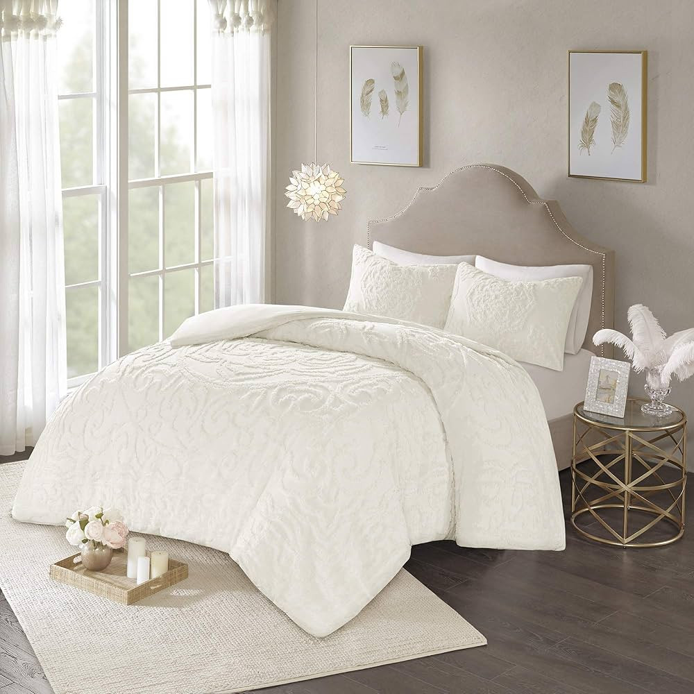 Madison Park Laetitia 100% Cotton Duvet Set - Chenille Tufted Medallion Design, All Season Cozy B... | Amazon (US)