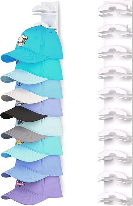 Hat Organizer for Baseball Caps, Hat Rack for Wall with Strong Adhesive Hold up to 10 Hats, Hat H... | Amazon (US)