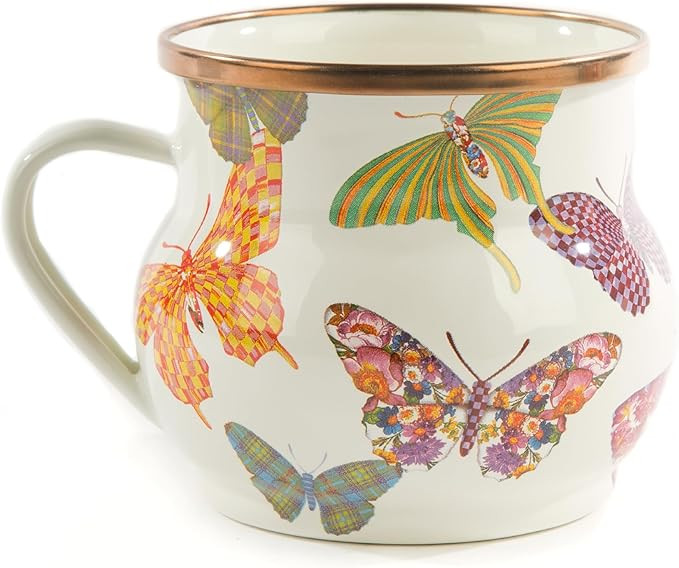 MACKENZIE-CHILDS Enamel Mug, Cute Enamelware Coffee and Tea Mug, Unique Drinkware, 16 Ounces, But... | Amazon (US)
