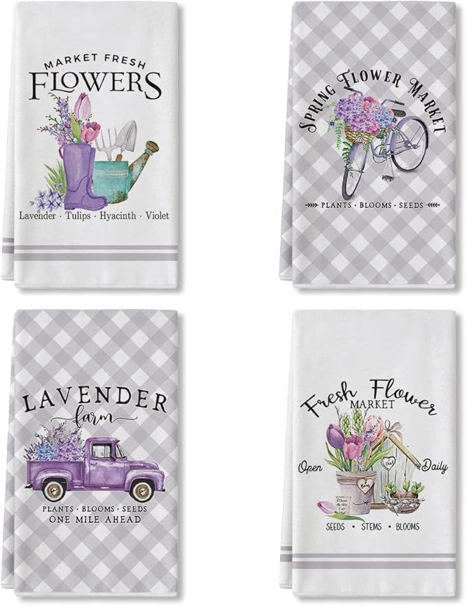 Artoid Mode Spring Flower Market Lavender Farm Home Kitchen Towels, 18 x 26 Inch Holiday Spring S... | Amazon (US)