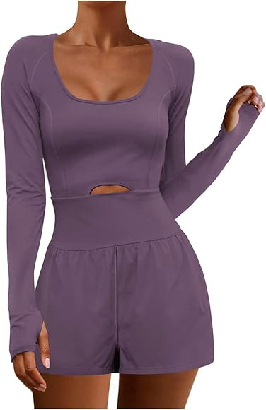 kcdigr Womens Running Onesie Workout Rompers One Piece Outfits Exercise Jumpsuits Solid Sleeveles... | Amazon (CA)