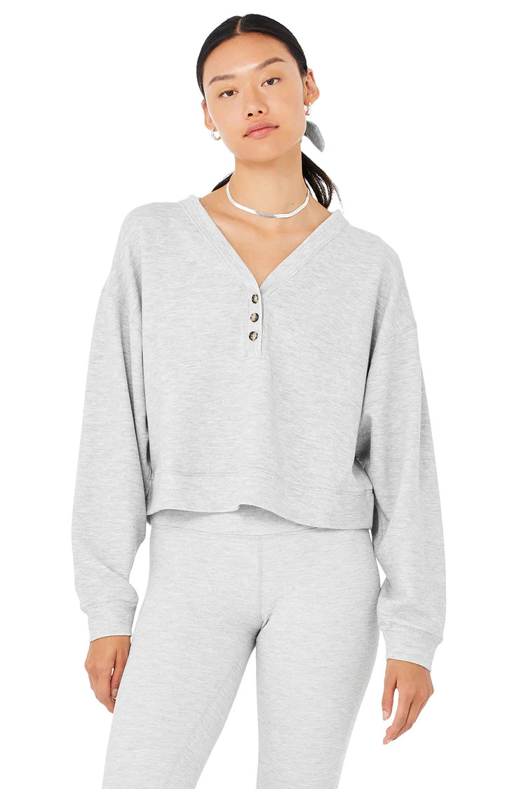 Micro Waffle Pleasant Cropped Henley | Alo Yoga (US)